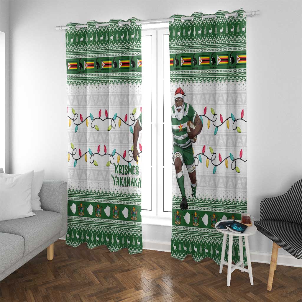 Zimbabwe Rugby Christmas Window Curtain The Sables Krismes Yakanaka - Wonder Print Shop