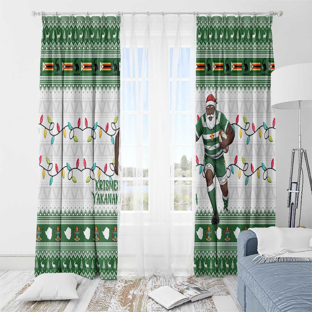 Zimbabwe Rugby Christmas Window Curtain The Sables Krismes Yakanaka - Wonder Print Shop