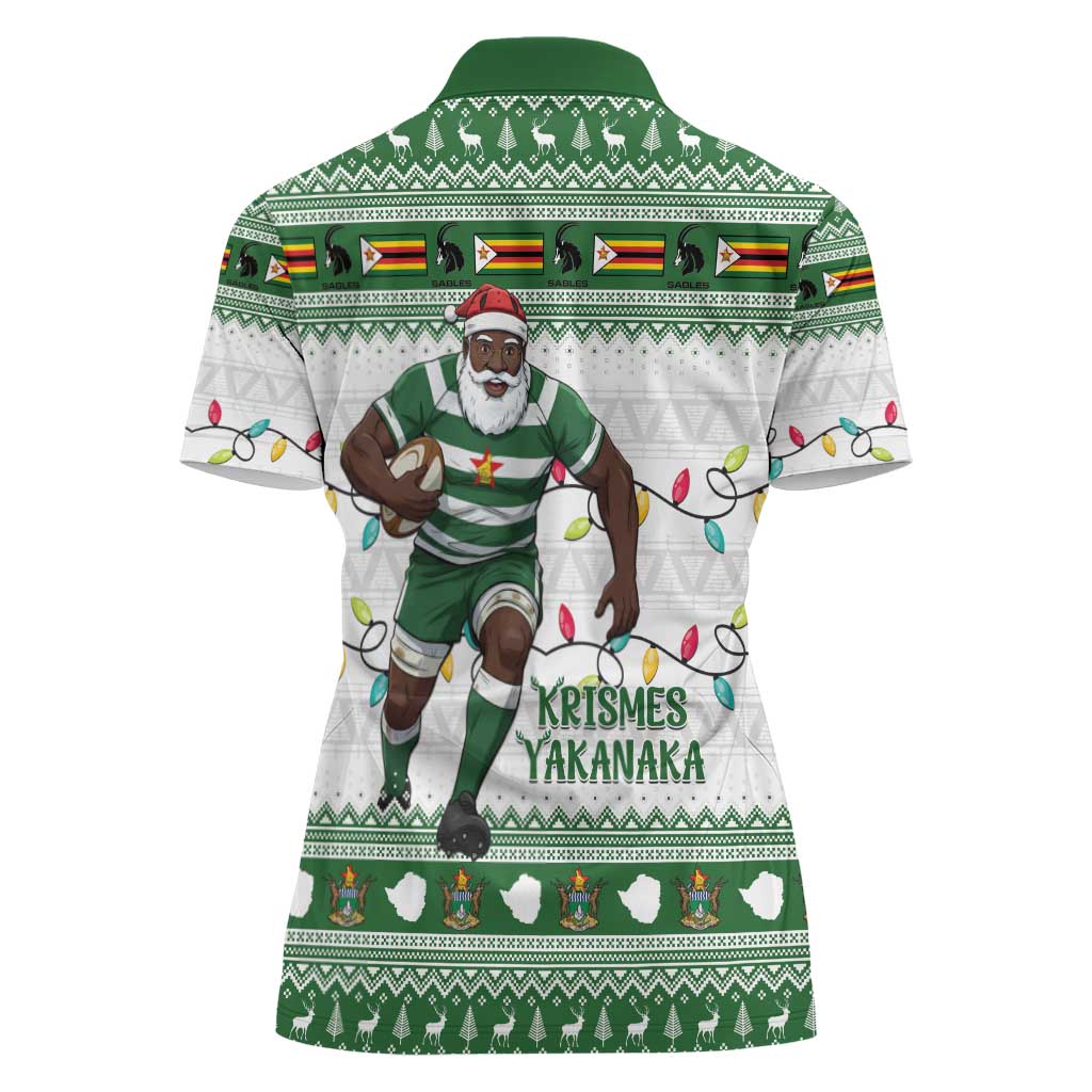 Zimbabwe Rugby Christmas Women Polo Shirt The Sables Krismes Yakanaka - Wonder Print Shop