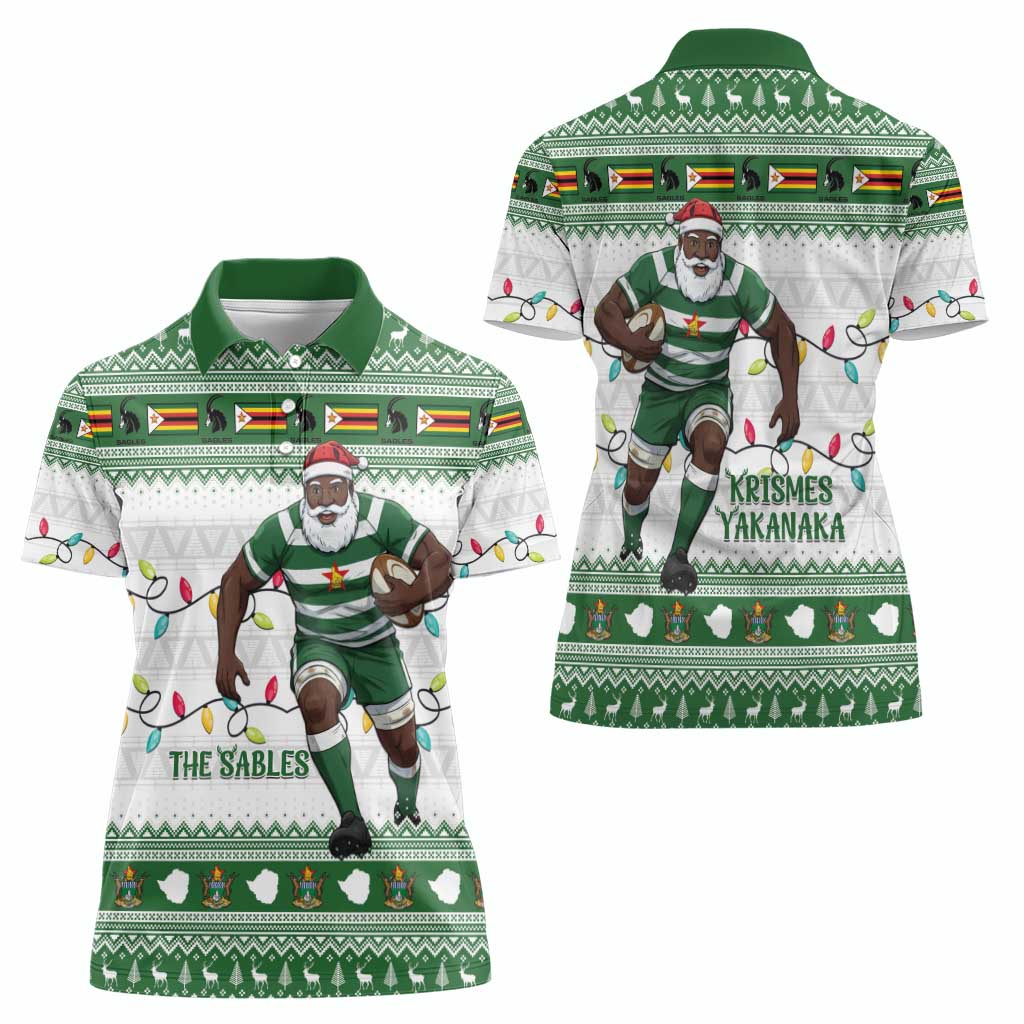 Zimbabwe Rugby Christmas Women Polo Shirt The Sables Krismes Yakanaka - Wonder Print Shop