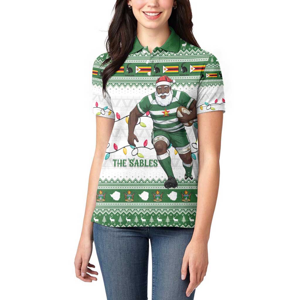 Zimbabwe Rugby Christmas Women Polo Shirt The Sables Krismes Yakanaka - Wonder Print Shop
