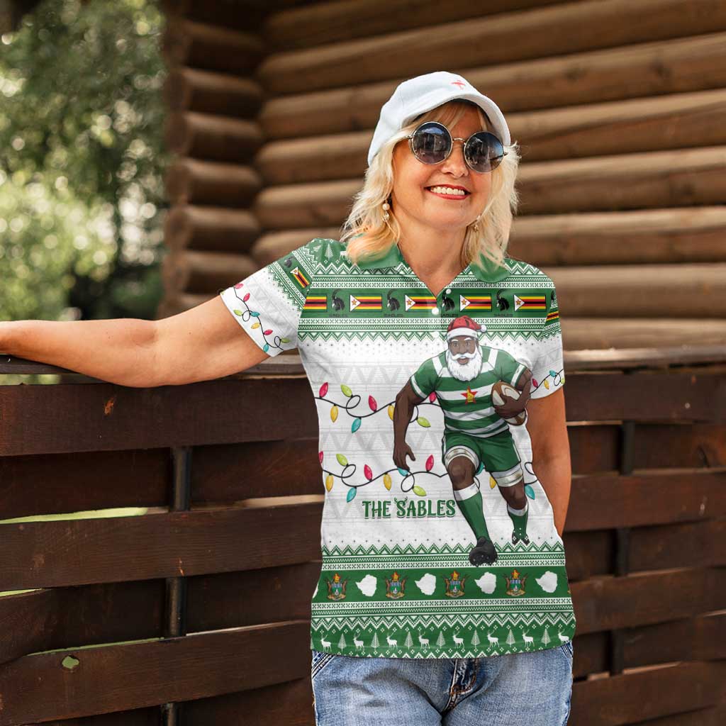 Zimbabwe Rugby Christmas Women Polo Shirt The Sables Krismes Yakanaka - Wonder Print Shop