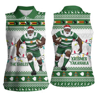 Zimbabwe Rugby Christmas Women Sleeveless Polo Shirt The Sables Krismes Yakanaka - Wonder Print Shop