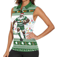 Zimbabwe Rugby Christmas Women Sleeveless Polo Shirt The Sables Krismes Yakanaka - Wonder Print Shop