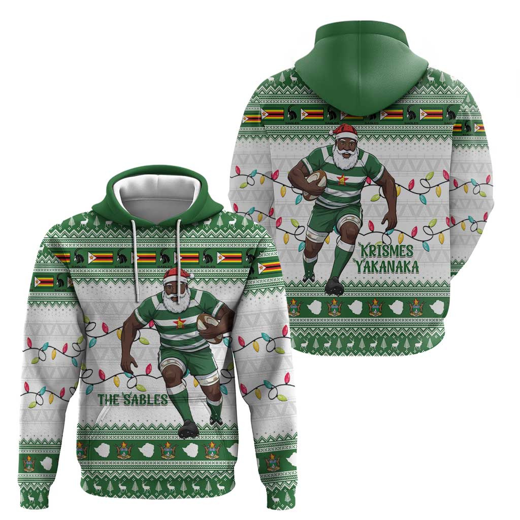 Zimbabwe Rugby Christmas Zip Hoodie The Sables Krismes Yakanaka - Wonder Print Shop