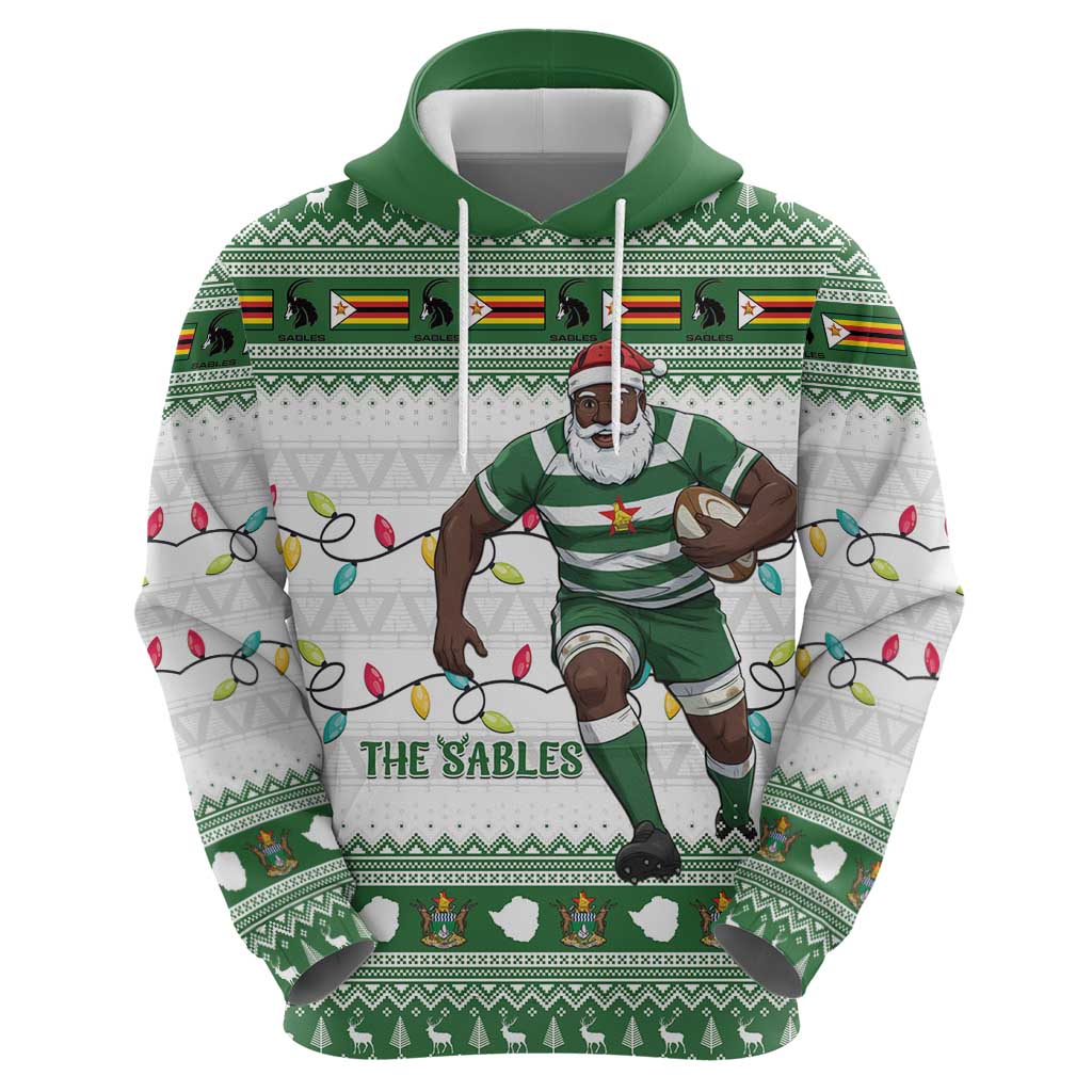 Zimbabwe Rugby Christmas Zip Hoodie The Sables Krismes Yakanaka - Wonder Print Shop