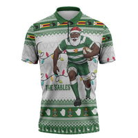 Zimbabwe Rugby Christmas Zipper Polo Shirt The Sables Krismes Yakanaka - Wonder Print Shop