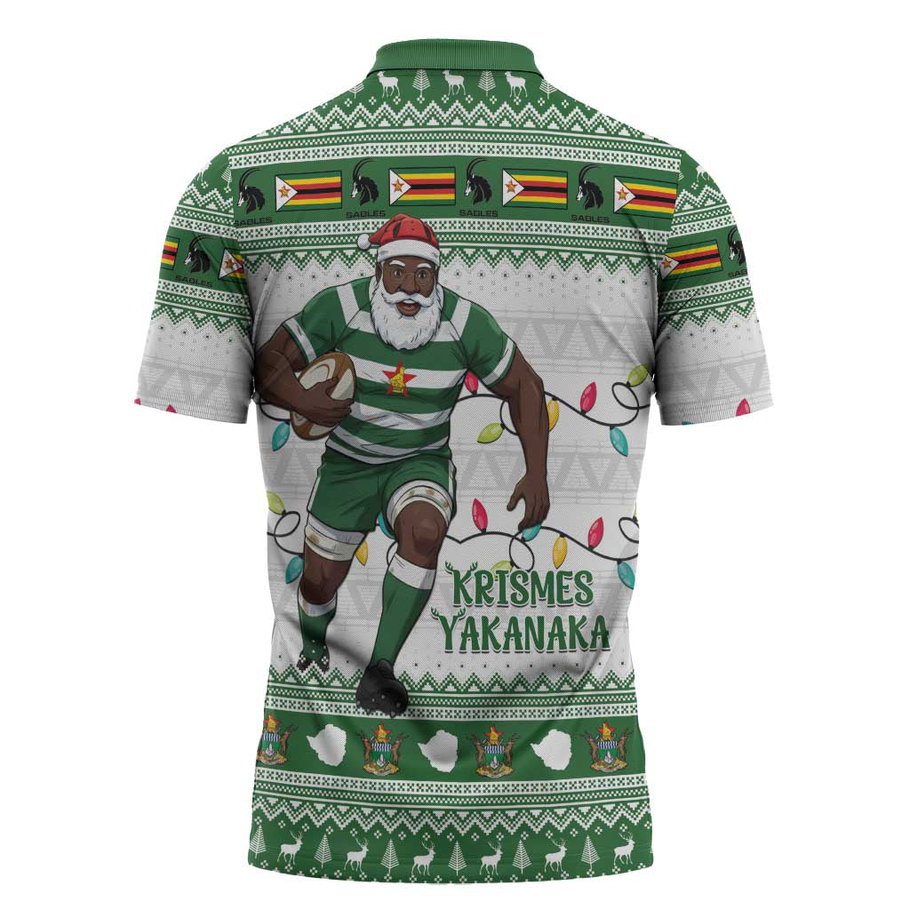 Zimbabwe Rugby Christmas Zipper Polo Shirt The Sables Krismes Yakanaka - Wonder Print Shop