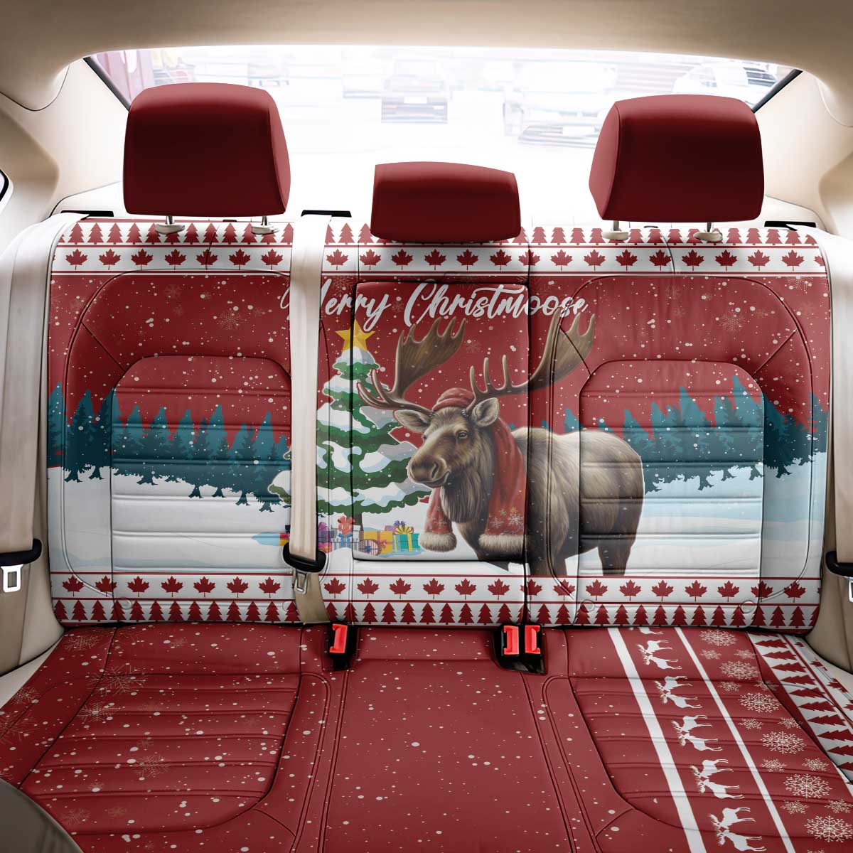 Canada Christmas Back Car Seat Cover Merry Christmoose - Wonder Print Shop