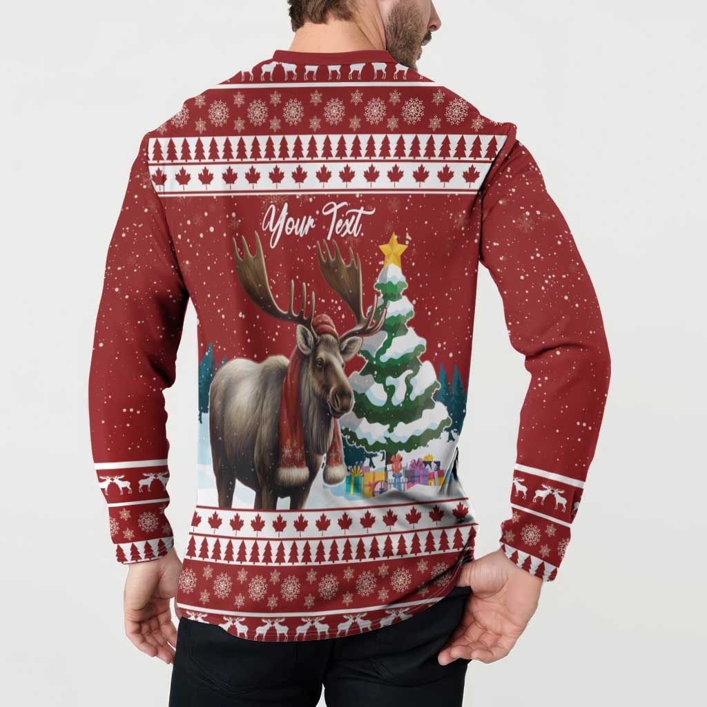 Personalized Canada Christmas Button Sweatshirt Merry Christmoose - Wonder Print Shop