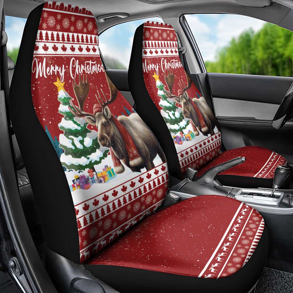 Canada Christmas Car Seat Cover Merry Christmoose - Wonder Print Shop