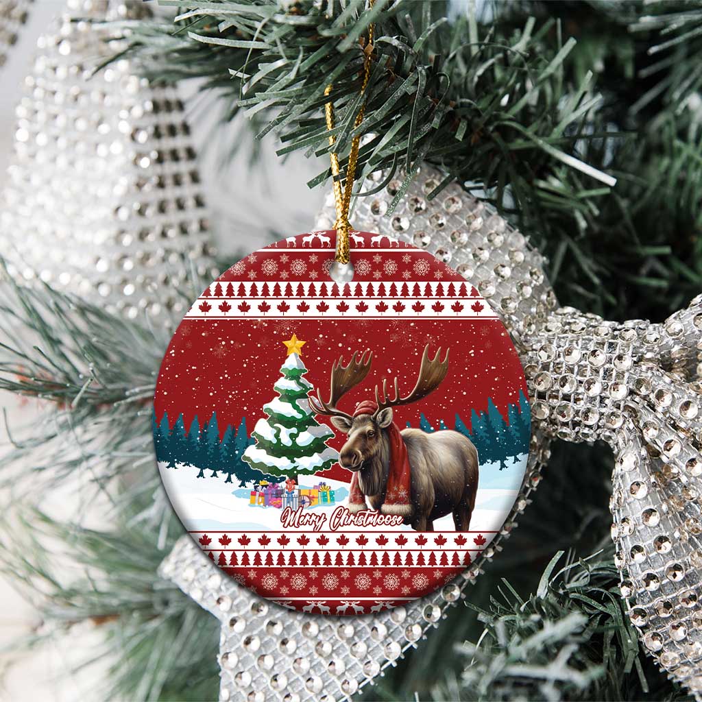 Personalized Canada Christmas Ceramic Ornament Merry Chistmoose - Wonder Print Shop