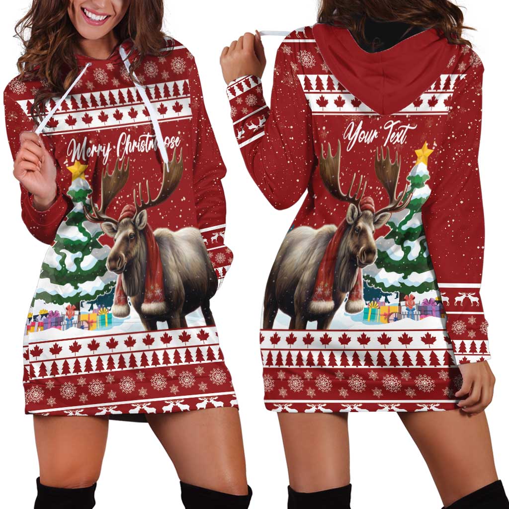 Personalized Canada Christmas Hoodie Dress Merry Christmoose - Wonder Print Shop