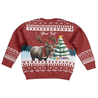 Personalized Canada Christmas Kid Ugly Christmas Sweater Merry Chistmoose - Wonder Print Shop