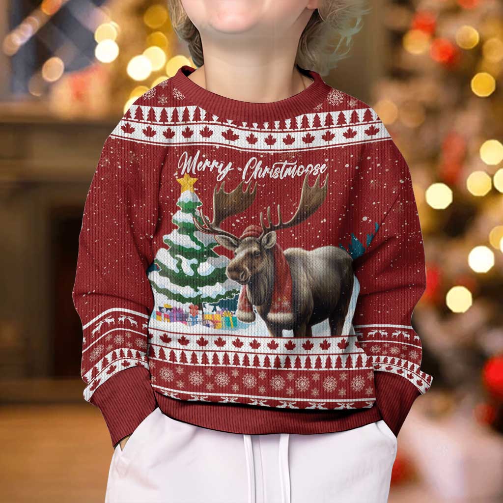 Personalized Canada Christmas Kid Ugly Christmas Sweater Merry Chistmoose - Wonder Print Shop