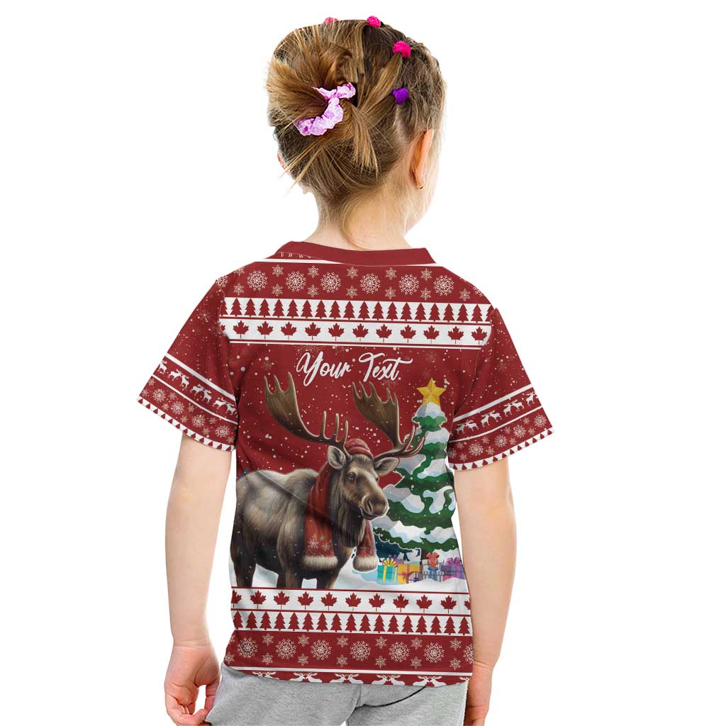 Personalized Canada Christmas Kid T Shirt Merry Christmoose - Wonder Print Shop