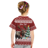 Personalized Canada Christmas Kid T Shirt Merry Christmoose - Wonder Print Shop