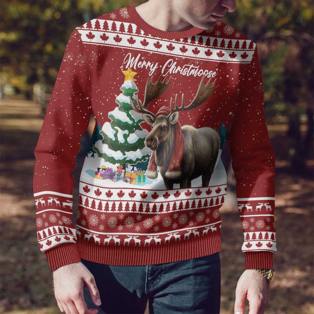 Personalized Canada Christmas Ugly Christmas Sweater Merry Chistmoose - Wonder Print Shop