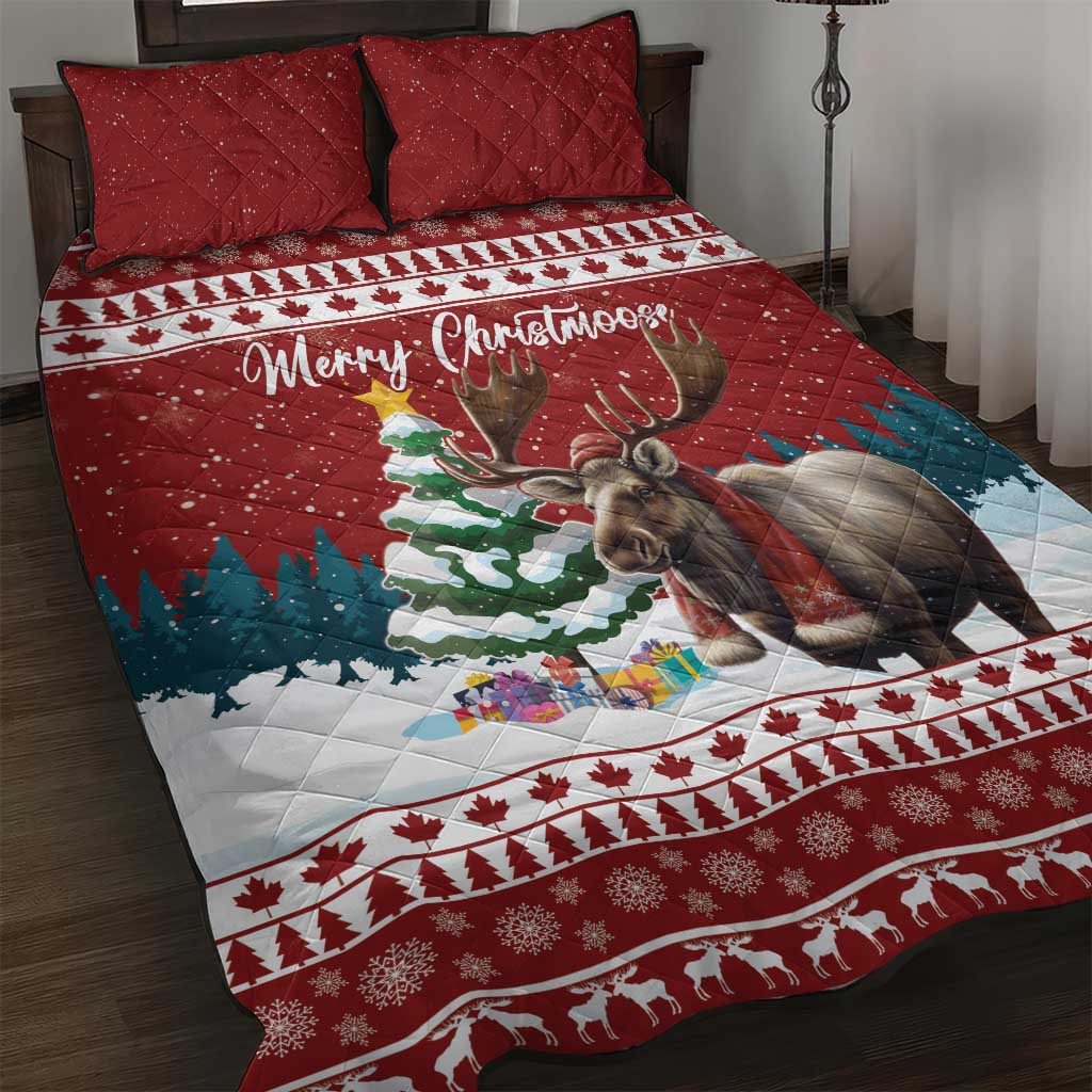 Canada Christmas Quilt Bed Set Merry Christmoose - Wonder Print Shop