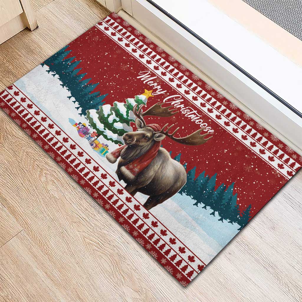 Canada Christmas Rubber Doormat Merry Christmoose - Wonder Print Shop