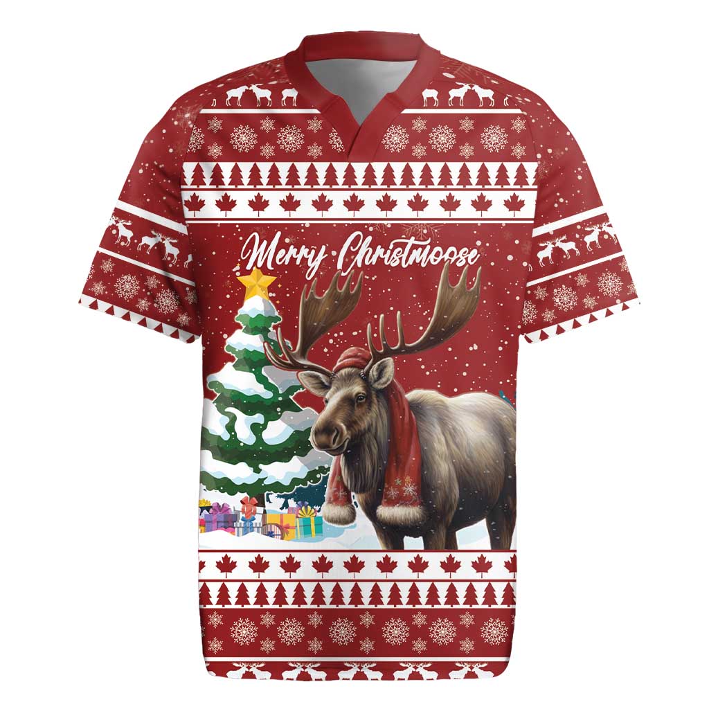Personalized Canada Christmas Rugby Jersey Merry Christmoose - Wonder Print Shop