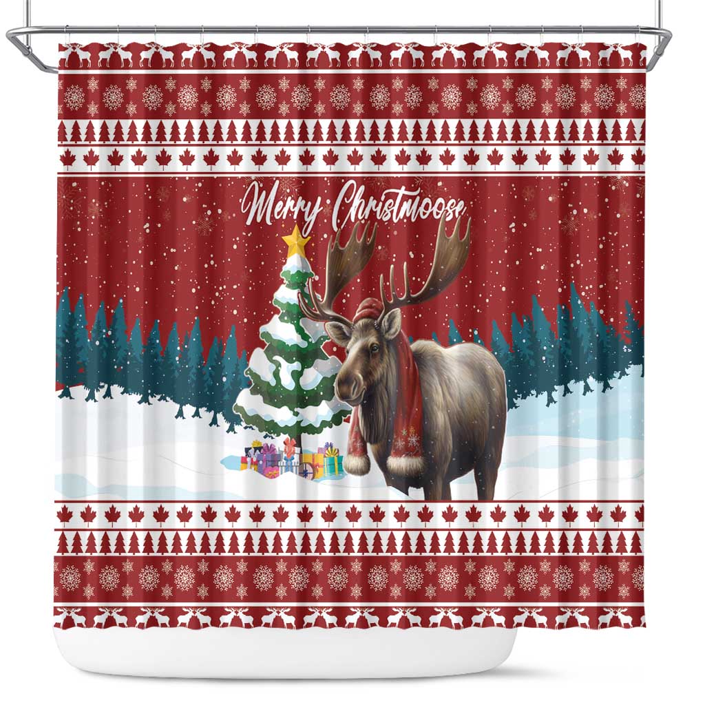 Canada Christmas Shower Curtain Merry Christmoose