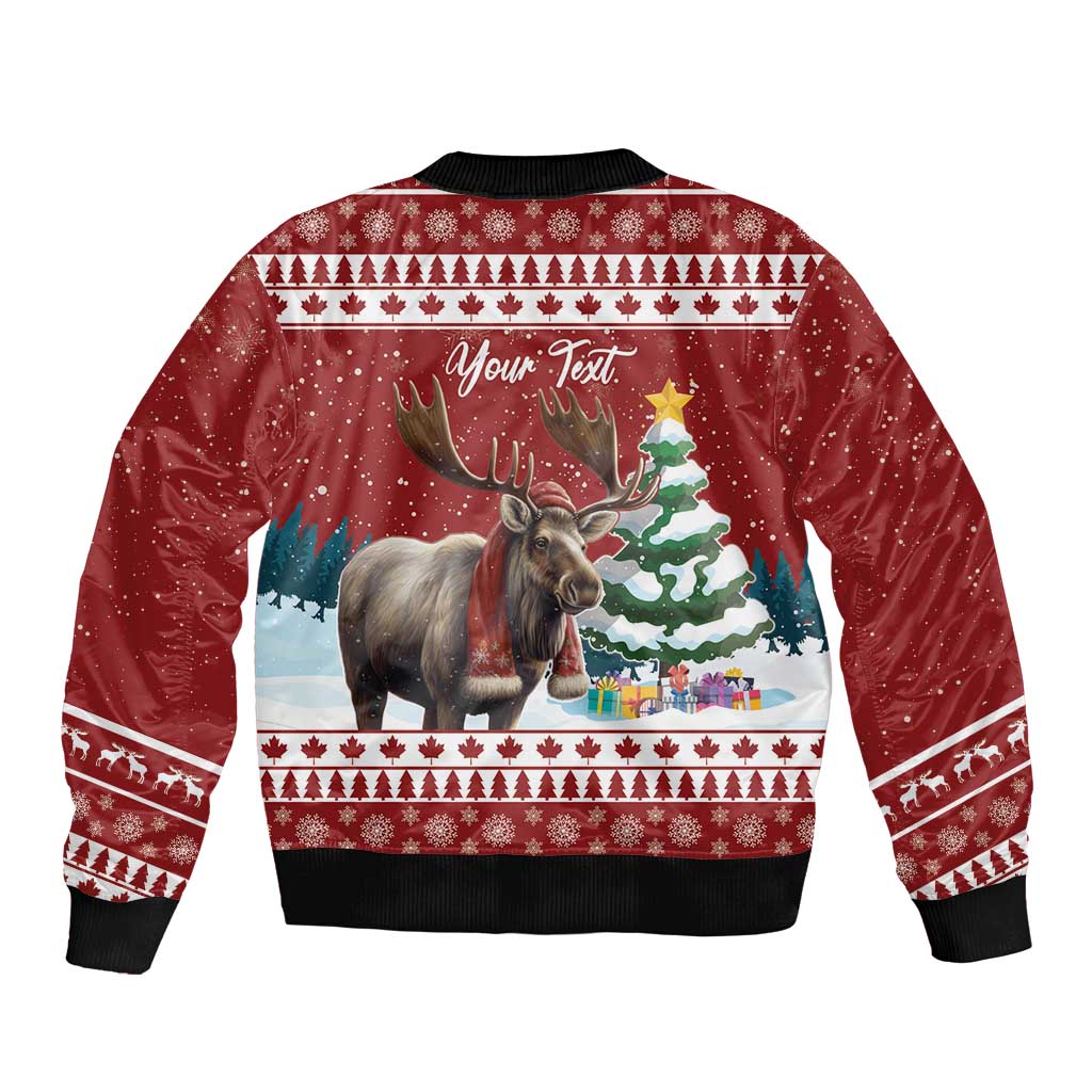 Personalized Canada Christmas Sleeve Zip Bomber Jacket Merry Christmoose - Wonder Print Shop