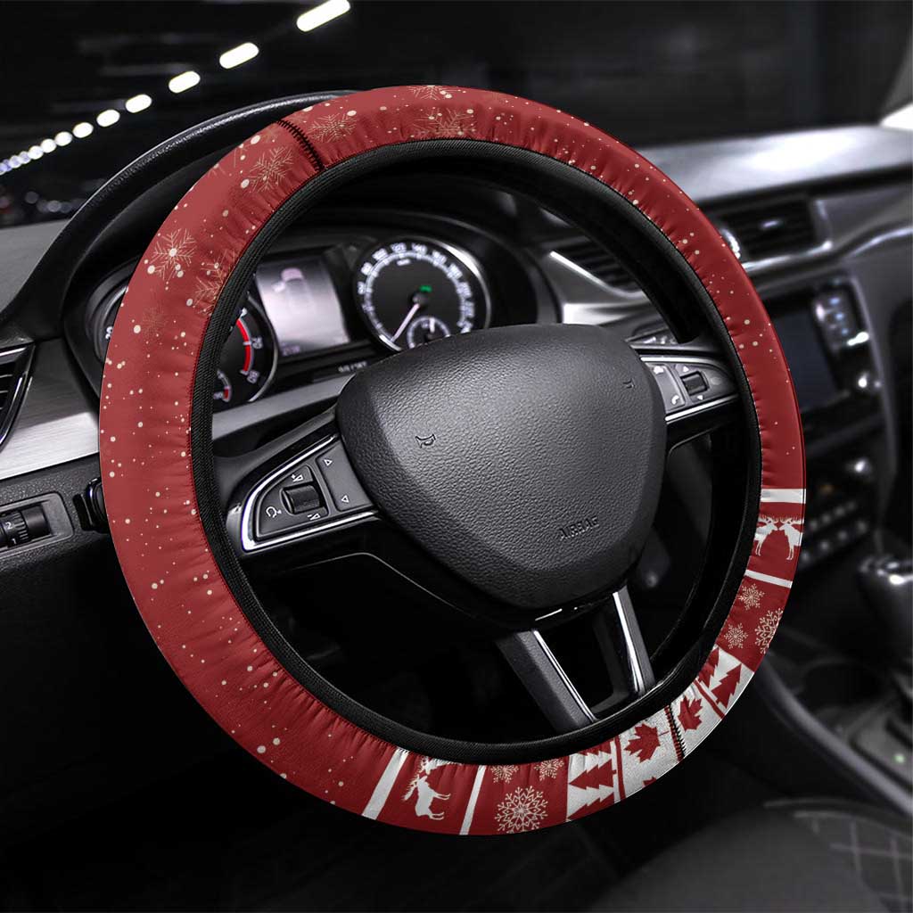 Canada Christmas Steering Wheel Cover Merry Christmoose - Wonder Print Shop