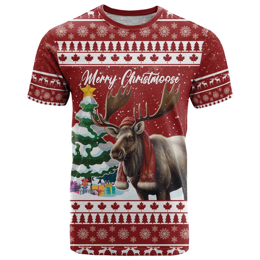 Personalized Canada Christmas T Shirt Merry Christmoose - Wonder Print Shop