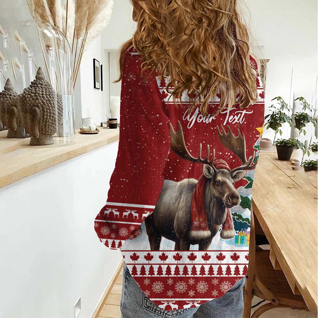 Personalized Canada Christmas Women Casual Shirt Merry Christmoose - Wonder Print Shop
