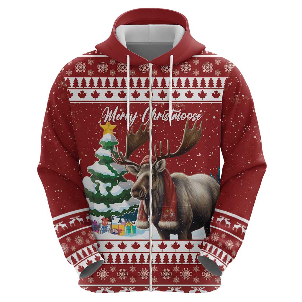 Personalized Canada Christmas Zip Hoodie Merry Christmoose - Wonder Print Shop