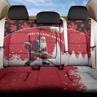 Canada Christmas Back Car Seat Cover Santa Claus Hockey Player - Maple Leaves Pattern - Wonder Print Shop