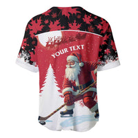 Personalized Canada Christmas Baseball Jersey Santa Claus Hockey Player - Maple Leaves Pattern - Wonder Print Shop