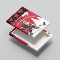 Canada Christmas Canvas Wall Art Santa Claus Hockey Player - Maple Leaves Pattern - Wonder Print Shop