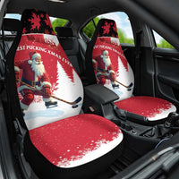 Canada Christmas Car Seat Cover Santa Claus Hockey Player - Maple Leaves Pattern - Wonder Print Shop