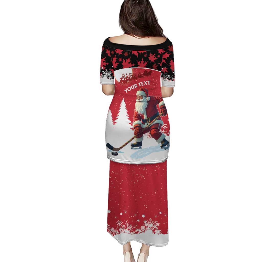 Personalized Canada Christmas Puletasi Santa Claus Hockey Player - Maple Leaves Pattern - Wonder Print Shop