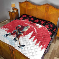 Canada Christmas Quilt Santa Claus Hockey Player - Maple Leaves Pattern - Wonder Print Shop