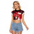 Personalized Canada Christmas Raglan Cropped T Shirt Santa Claus Hockey Player - Maple Leaves Pattern - Wonder Print Shop