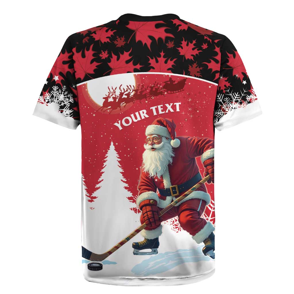 Personalized Canada Christmas Rugby Jersey Santa Claus Hockey Player - Maple Leaves Pattern - Wonder Print Shop