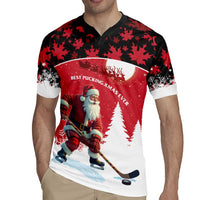 Personalized Canada Christmas Rugby Jersey Santa Claus Hockey Player - Maple Leaves Pattern - Wonder Print Shop