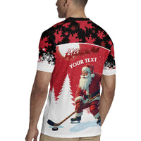 Personalized Canada Christmas Rugby Jersey Santa Claus Hockey Player - Maple Leaves Pattern - Wonder Print Shop