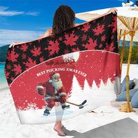 Canada Christmas Sarong Santa Claus Hockey Player - Maple Leaves Pattern - Wonder Print Shop