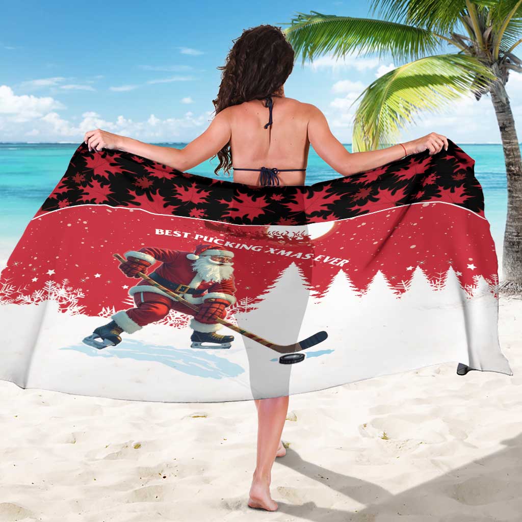 Canada Christmas Sarong Santa Claus Hockey Player - Maple Leaves Pattern - Wonder Print Shop