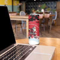 Personalized Canada Christmas Skinny Tumbler Santa Claus Hockey Player - Maple Leaves Pattern - Wonder Print Shop