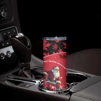 Personalized Canada Christmas Skinny Tumbler Santa Claus Hockey Player - Maple Leaves Pattern - Wonder Print Shop