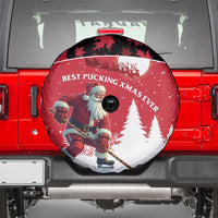 Canada Christmas Spare Tire Cover Santa Claus Hockey Player - Maple Leaves Pattern - Wonder Print Shop