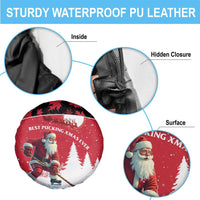 Canada Christmas Spare Tire Cover Santa Claus Hockey Player - Maple Leaves Pattern - Wonder Print Shop