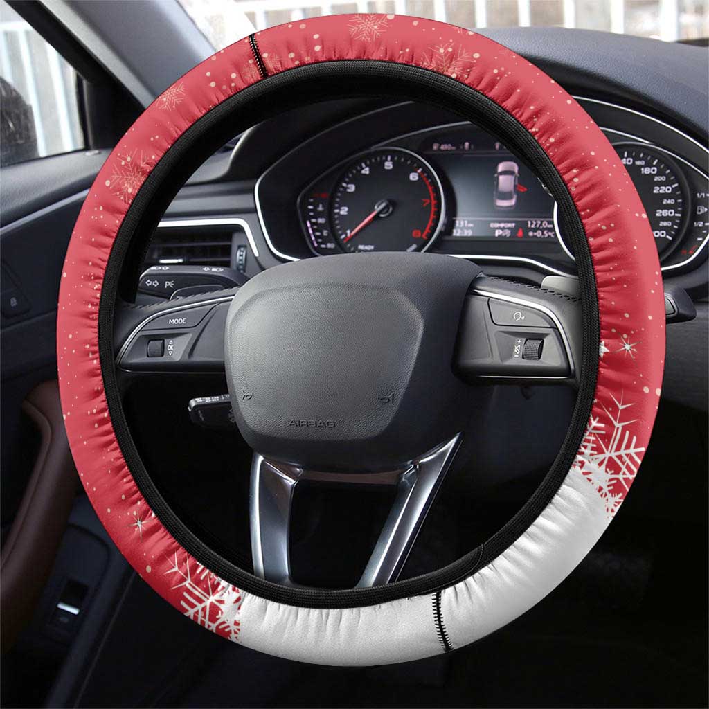 Canada Christmas Steering Wheel Cover Santa Claus Hockey Player - Maple Leaves Pattern - Wonder Print Shop