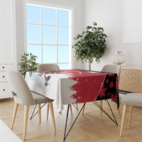 Canada Christmas Tablecloth Santa Claus Hockey Player - Maple Leaves Pattern - Wonder Print Shop