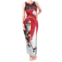 Personalized Canada Christmas Tank Maxi Dress Santa Claus Hockey Player - Maple Leaves Pattern - Wonder Print Shop